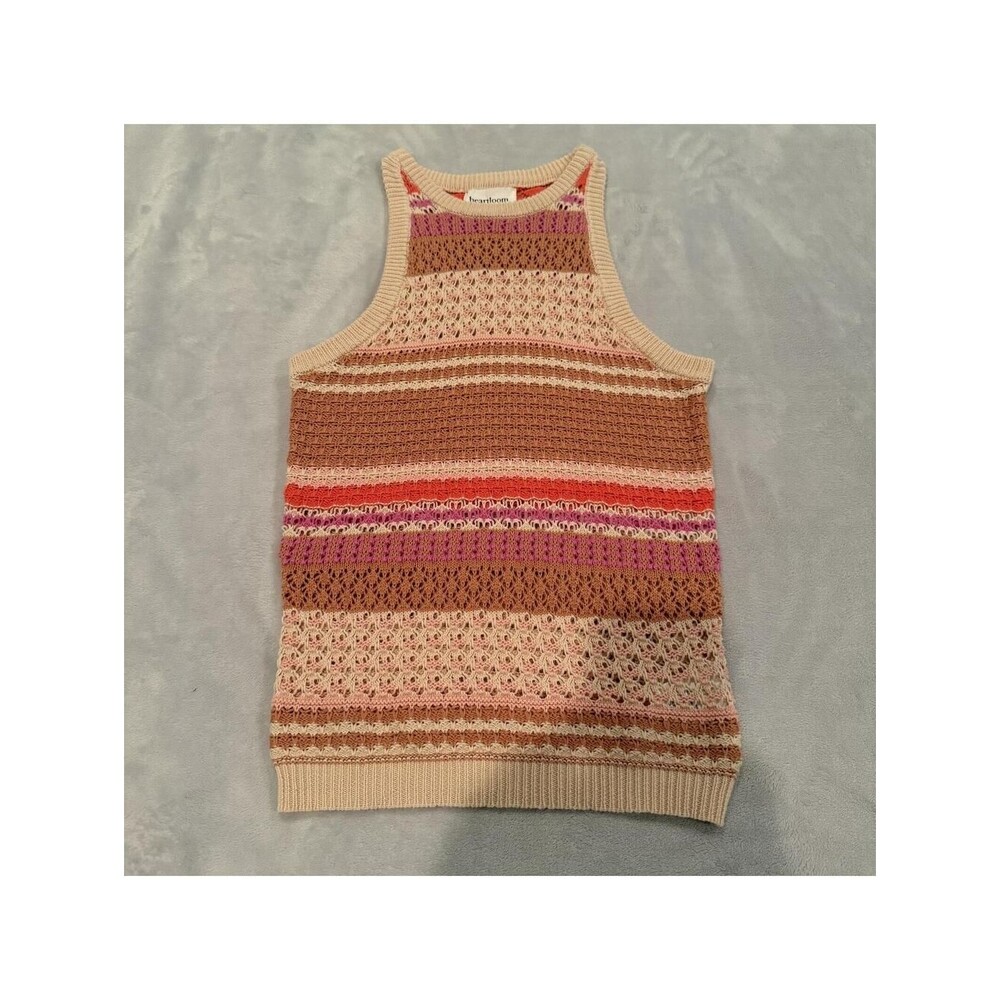 Heartloom Cotton Crochet-Knit Sleeveless Tank Top Multicolor XS